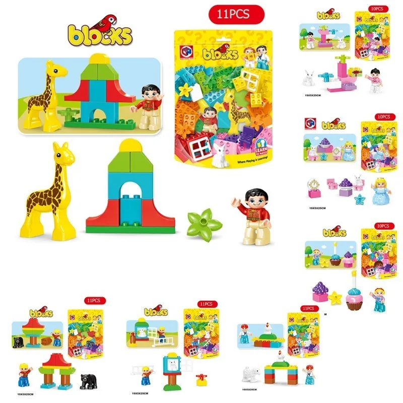 

Brands Children Large Particles Building Blocks Compatible Legoingly Duplos Animal Farm Princess Pink Colour Figure Toys Gifts