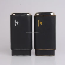 COHIBA кожаный 3 пальца с внутренней отделкой из кедра портсигар чехол с серебряным цветом Прошитые детали