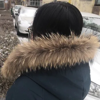 

Wholesale Price 70*10 Real Raccoon Fur Collar Unisex Winter Fashion Warm Coat Down Jacket Natural Fur Collar Scarf