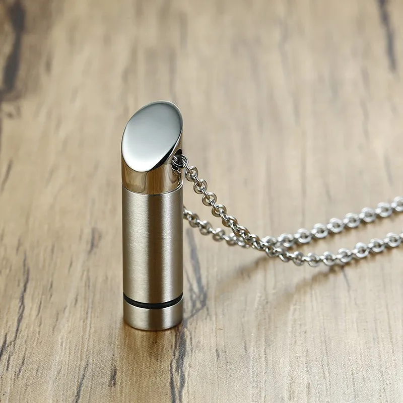 Кулон-капсула женское и мужское ожерелье открытый цилиндрический серебряный цвет нержавеющая сталь Ювелирные изделия remembrance