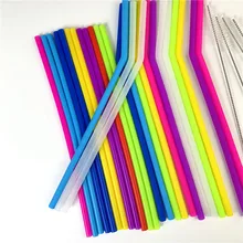 12 шт. многоразовые трубочки питьевой силиконовый гель с кистями ребенок еда градусов красочные