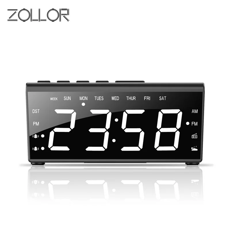 

ZOLLOR Creative Alarm Clock FM AM Radio With Dual Alarm Buzzer Snooze Sleep Function Compact Digital Red LED Time Display Clocks