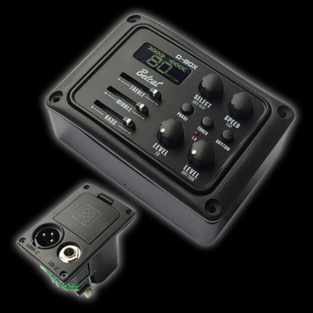 

Belcat D-BOX Guitar Pickup 3Band EQ with Rhythm Box 80 Rhythm 10 Metronome with LCD Chromatic Tuner 3 Band Equalizer Preamp