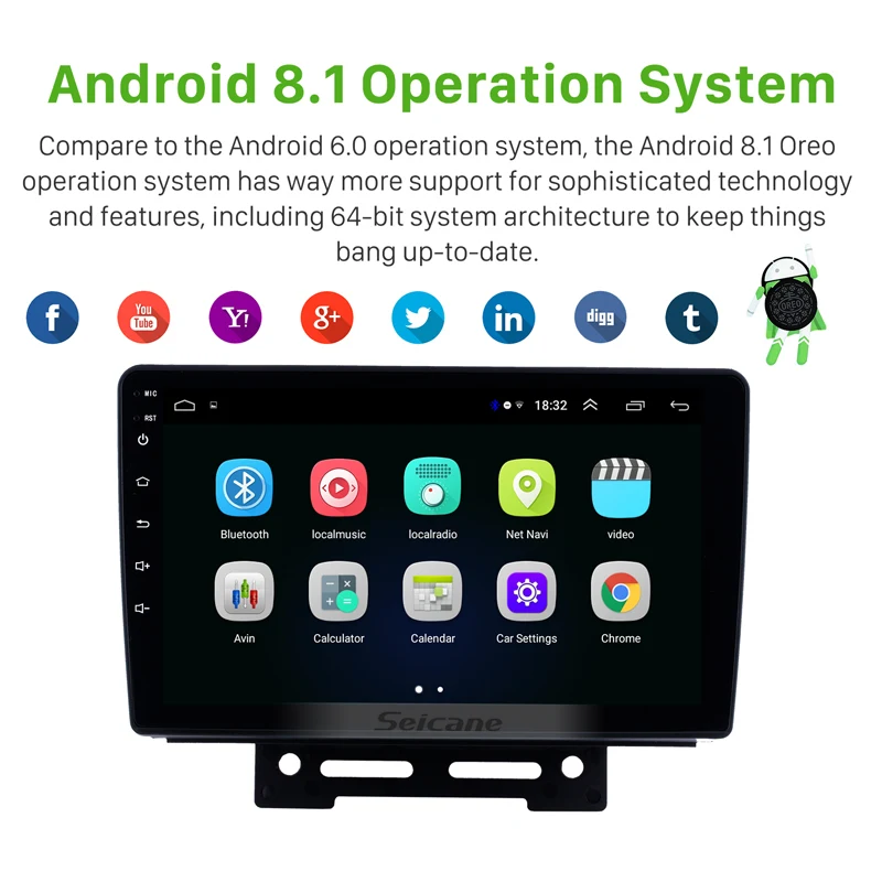 Top Seicane for Geely Emgrand EC7 2012 2013 2014 Android 8.1 GPS Navigation Car Stereo 3G WiFi Bluetooth Music Mirror Link Camera 2
