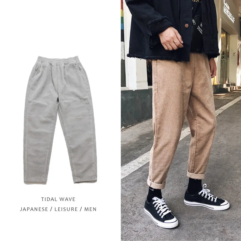 Fashion Men's Autumn And Winter New Corduroy Casual Pants M-XXL Temperament Loose Solid Color Youth Personality Large Size Wild
