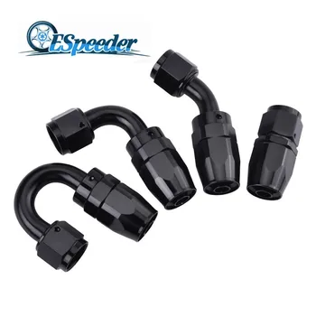 

ESPEEDER AN Oil Fuel Swivel Fitting Anoized Aluminum Straight 45 90 180 Degree Hose End Oil Fuel Reusable Adapter Black AN10