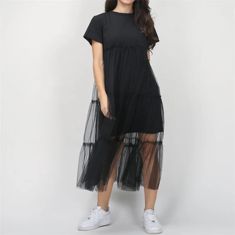 

Stylish Women dress Casual short sleeve round neck solid Evening Party Ball Prom summer Gown Cotton Dresses one pieces