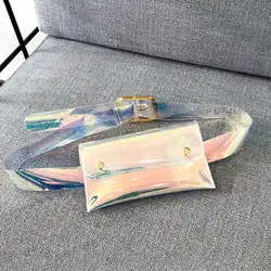 Для женщин голографическая сумка прозрачный Tote голограмма Сумки на пояс кошелек клатч с лазерной отделкой