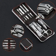 9 шт. Нержавеющая сталь маникюрные ножницы резак триммер уха Палочки наборы для стрижки и удаления волос Маникюр для педикюра, на палец комплект инструментов для маникюра с чехлом HE0010