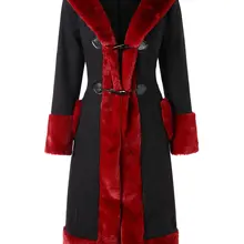 Wisalo однобортный хит цвет длинный с капюшоном пуговицы-рог для пальто искусственный мех отделка длинное пальто цвет блок пальто Верхняя одежда Зима 2XL