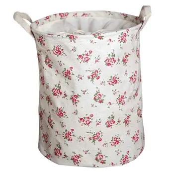 

Large Bucket Drawstring Beam Port Dirty Clothes Laundry Basket Foldable Toys Storage Organizer Household Sundries Bag Red Flor