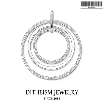 

White CZ Round Circles Pendant, 2018 New Fashion Jewelry 925 Sterling Silver Romantic Gift For Women Girls Fit Necklace