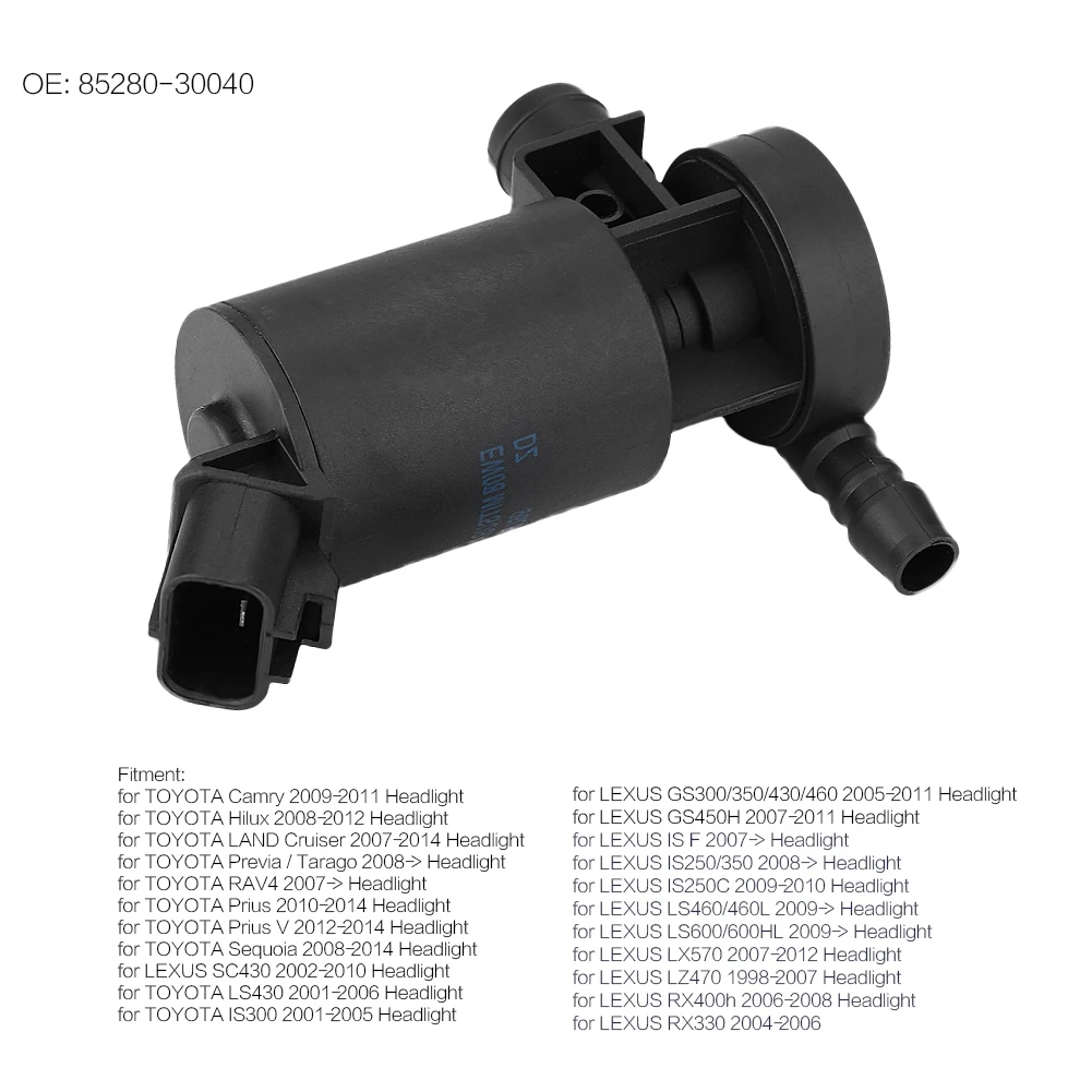 

85280-30040 Headlight Headlamp Washer Pump Spray Hydraulic Motor for TOYOTA LEXUS Aluminum + ABS