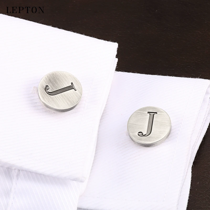 

Lepton Letters of an alphabet J Cufflinks For Mens Classic Antique Silver Plated Letters J cuff links Men shirt cuffs Cufflink