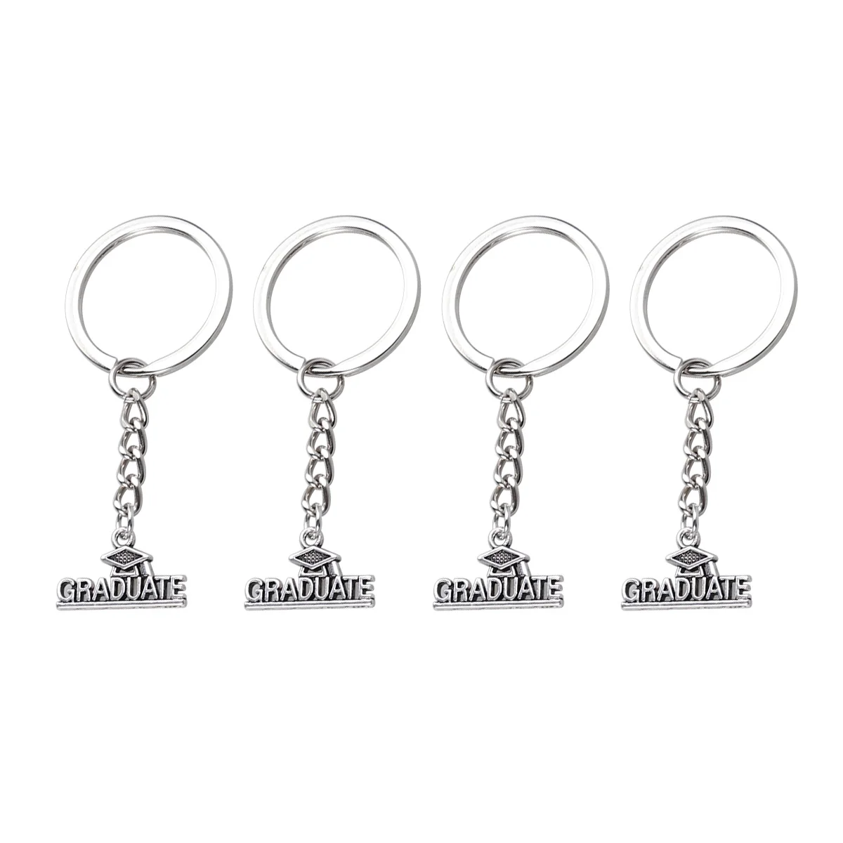 

4pcs Creative Decor Simple Graduation Keychain Gift Keychain Hanging Keyring for Student Graduate Party