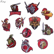 Pulaqi Cartoon patch on Clothes Letter Badge Embroidery Patch Greece The 300 Spartans Gladiator Iron On Patches For Clothing Diy greece on air