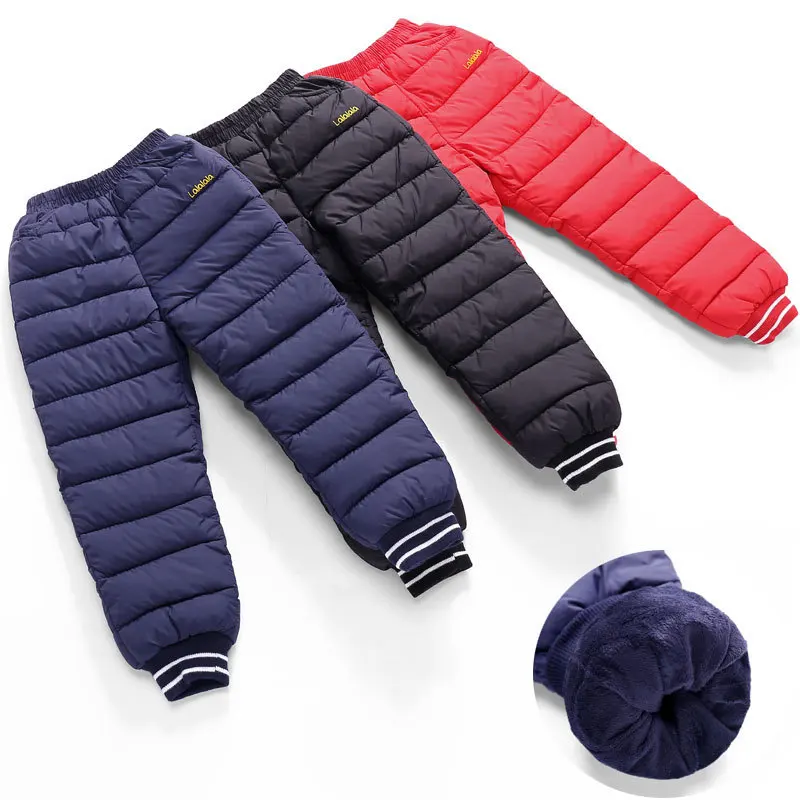 

2018 Winter New Fashion Children Down Cotton-padded Thickening Velvet Warm Pants Kids Soild Increase Down Trousers