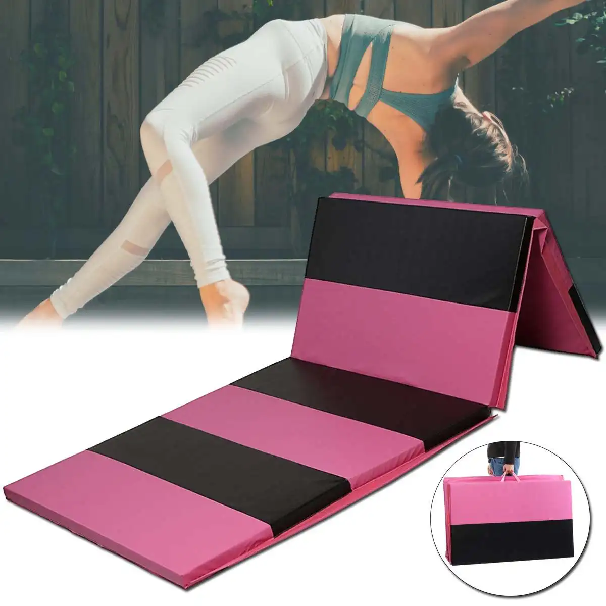 

8FT Folding Gymnastics Tumble Floor Mat Fitness Exercise Thick Folding Panel Gym Exercise Yoga Fitness Pad RED US