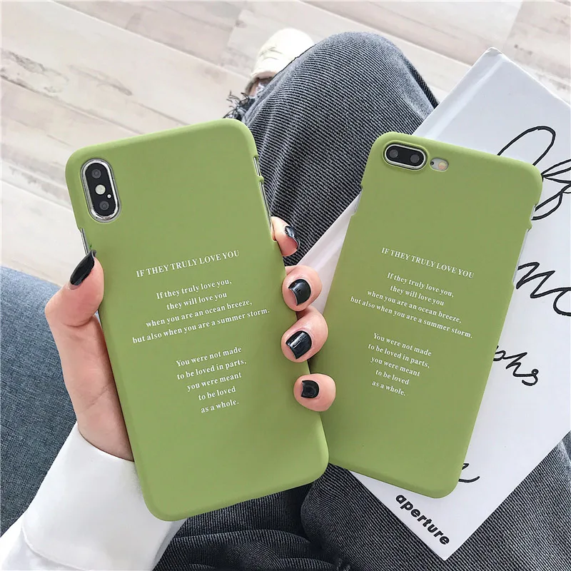 

Ottwn For Apple iPhone X XR XS Max Creative Fashion Hard PC Cases Simple Matcha Green Quotes Phone Case For iPhone 7 8 6 6s Plus