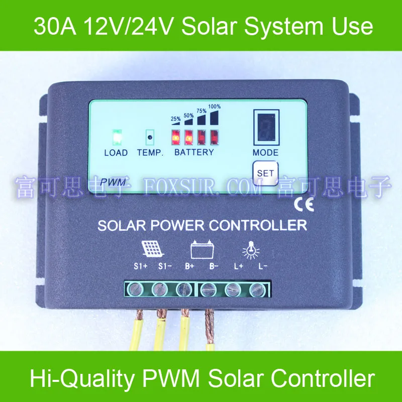 30a Pwm Контроллер заряда панели солнечных батарей 12В 24В Led указывают емкость