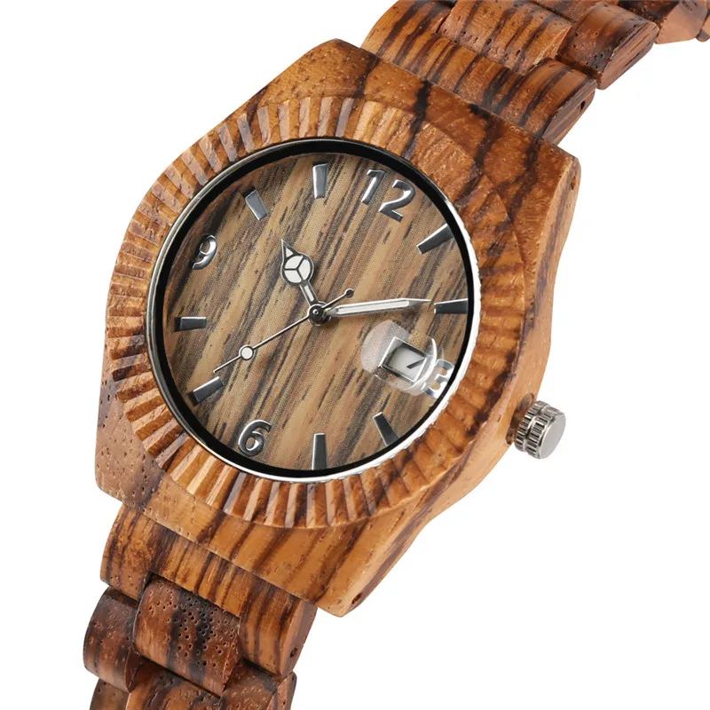 

Dropshipping Unique Mens Watches Top Brand Luxury Relogio Feminino Creative Design Wood Watches with Calendar Function Colck