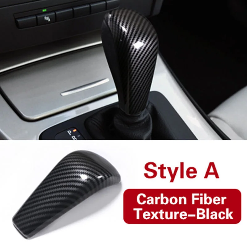 

For BMW E81 E82 E87 E90 1/3/7 Series Carbon Fiber Car Shift Gear Knob Cover Hot
