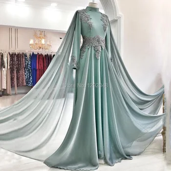 Ynqnfs Ed20 With Hijab Heavy Beaded Lace Appliqued Elegant Long Sleeve Muslim Evening Gowns Gold Color Buy At The Price Of 149 46 In Aliexpress Com Imall Com