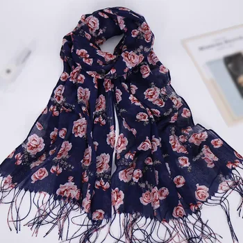 

Cotton hijabs shawls lady scarf shawl fashion muslim headscarf with tassels floral printed echarpe head scarf