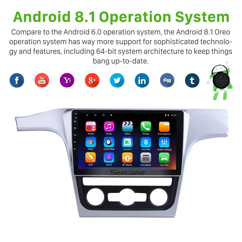 Cheap Seicane Car Radio Stereo Android 6.0/7.1/8.1 Navi 10.1" For VW Volkswagen Passat 2012 GPS Navi Multimedia Player Support 4G Wifi 1