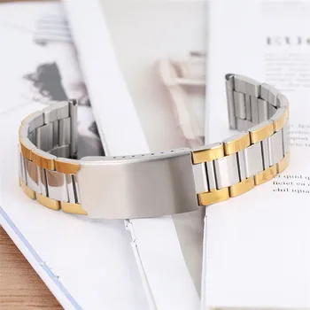 

20mm Width Watchband Silver Gold Design Stainless Steel Bangle Watch Strap High Quality Watch Bands Replacements for Wristwatch