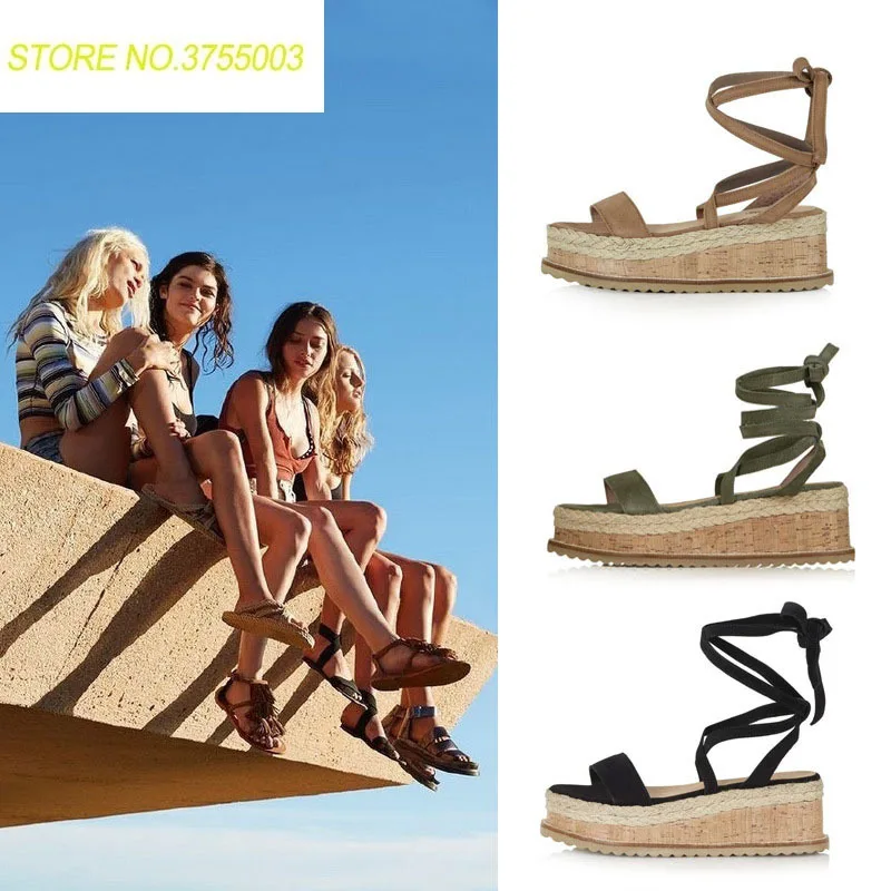 

Summer Wedge Espadrilles Women Sandals Open Toe Platform Sandals Women Lace Up Gladiator Sandals Women Shoes