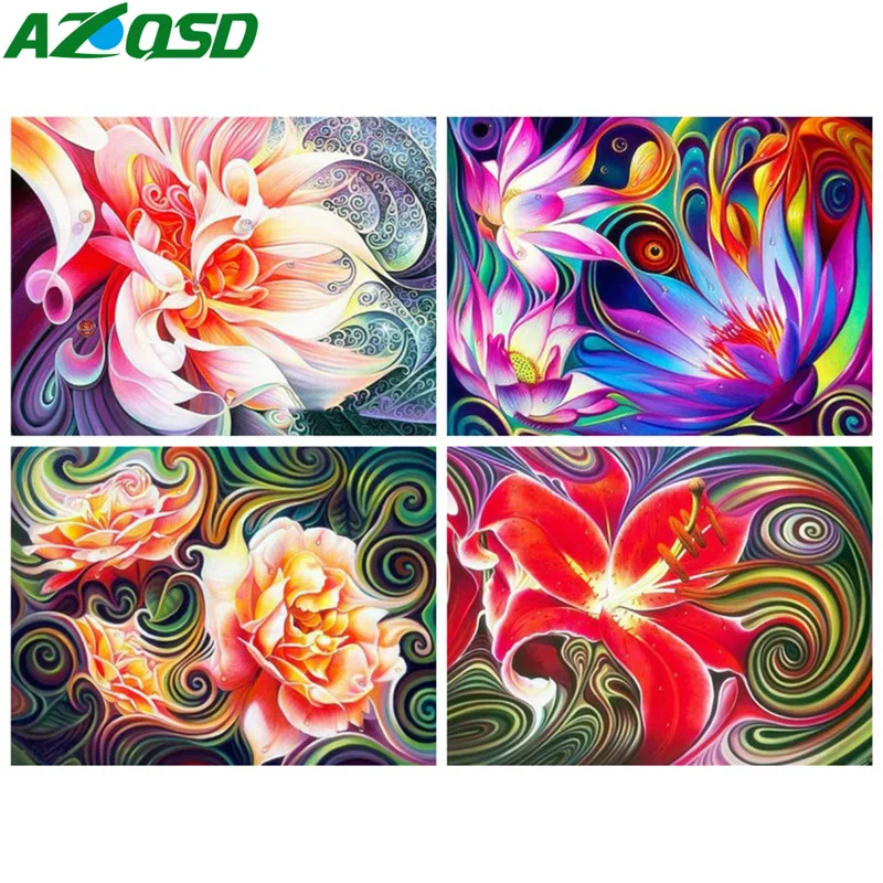 AZQSD Diamond Embroidery Flower Abstract Art DIY 5D Diamond Painting