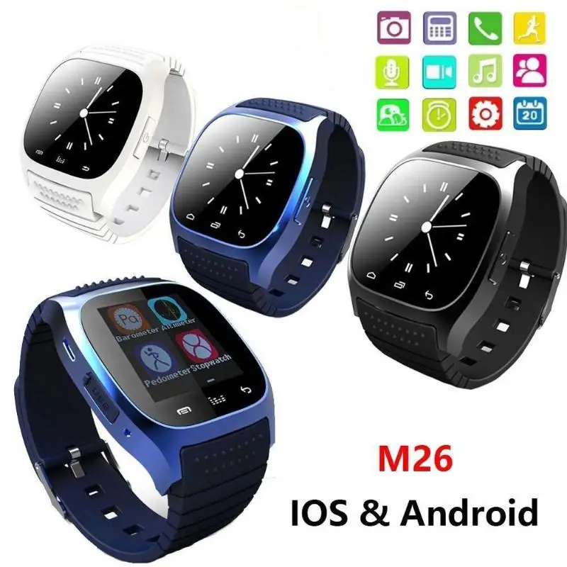  M26 Bluetooth4.0 Smart Armbanduhr Telefon TFT 14 zoll 180 stunden Kamera Musik Steuerung Smart Uhr 