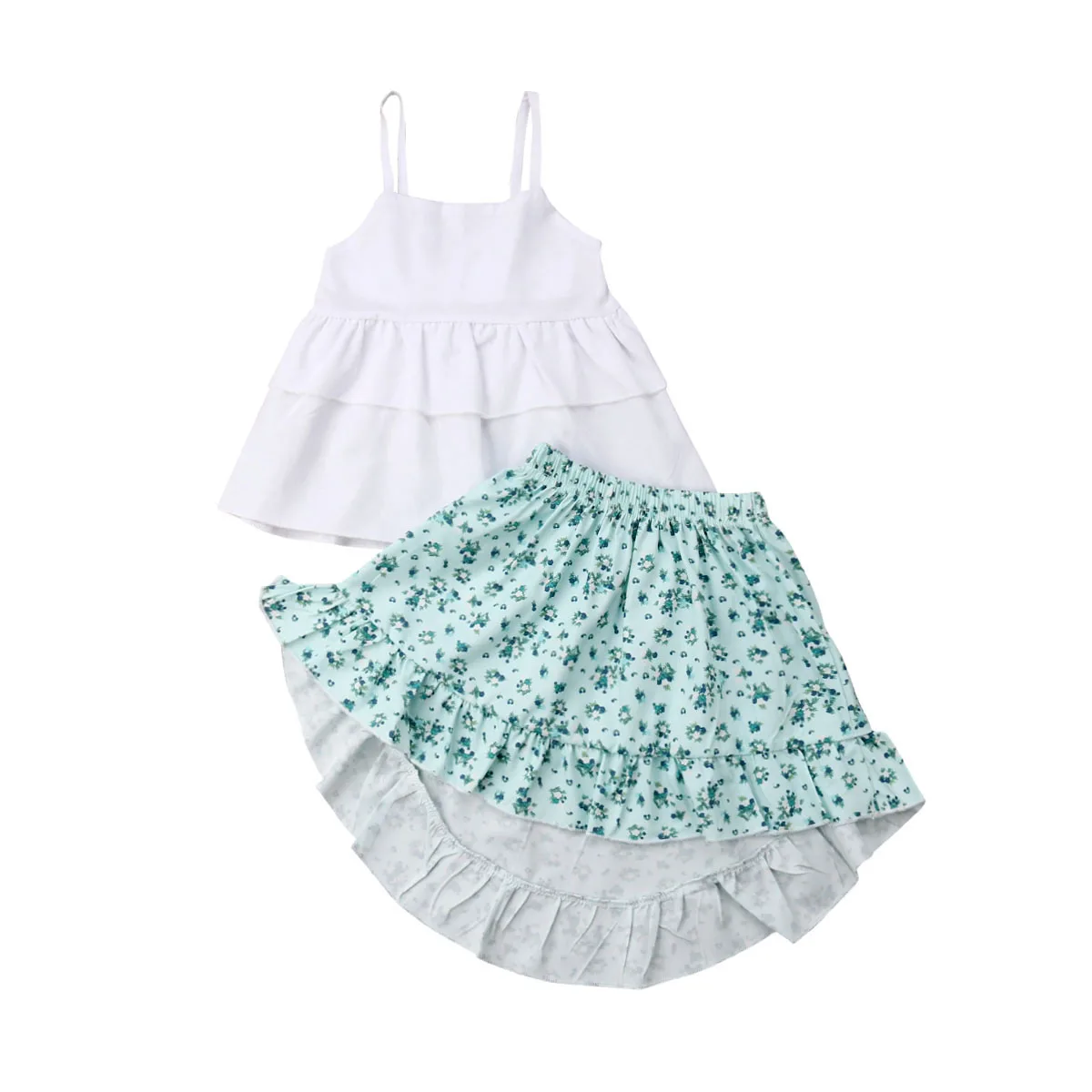 

0-5T Kids Baby Girl Princess Floral Clothes Sets Little Girls Party Pageant Cotton Floral Slip Skirt Summer Dress sets