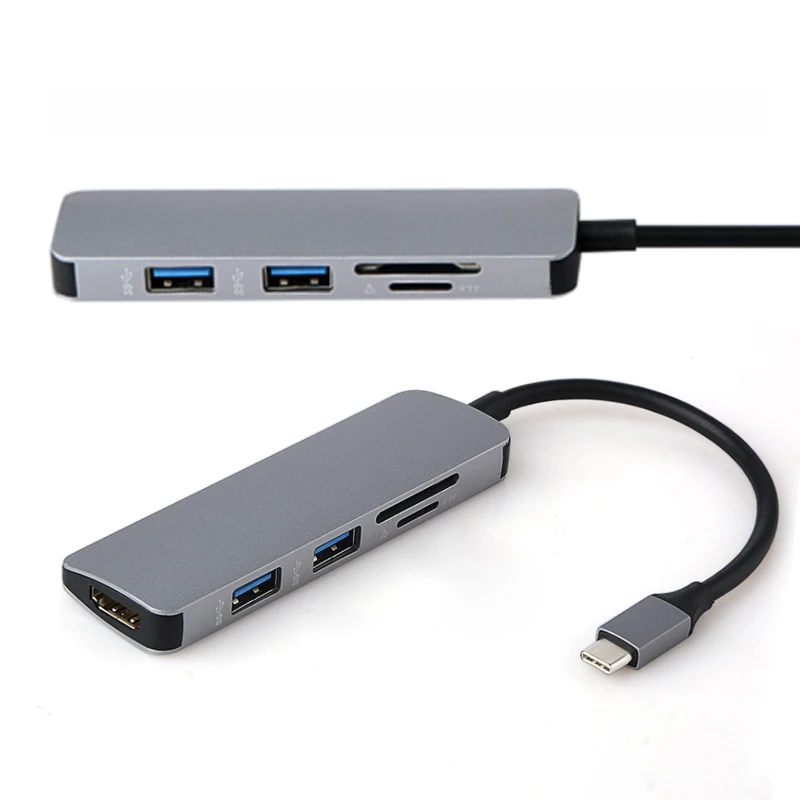 

Type-C to HDMI Type C to USB 3.0 HUB 5 in1 Micro SD/TF Card Reader Adapter for MacBook Samsung Galaxy S9/S8 Huawei P20 Pro