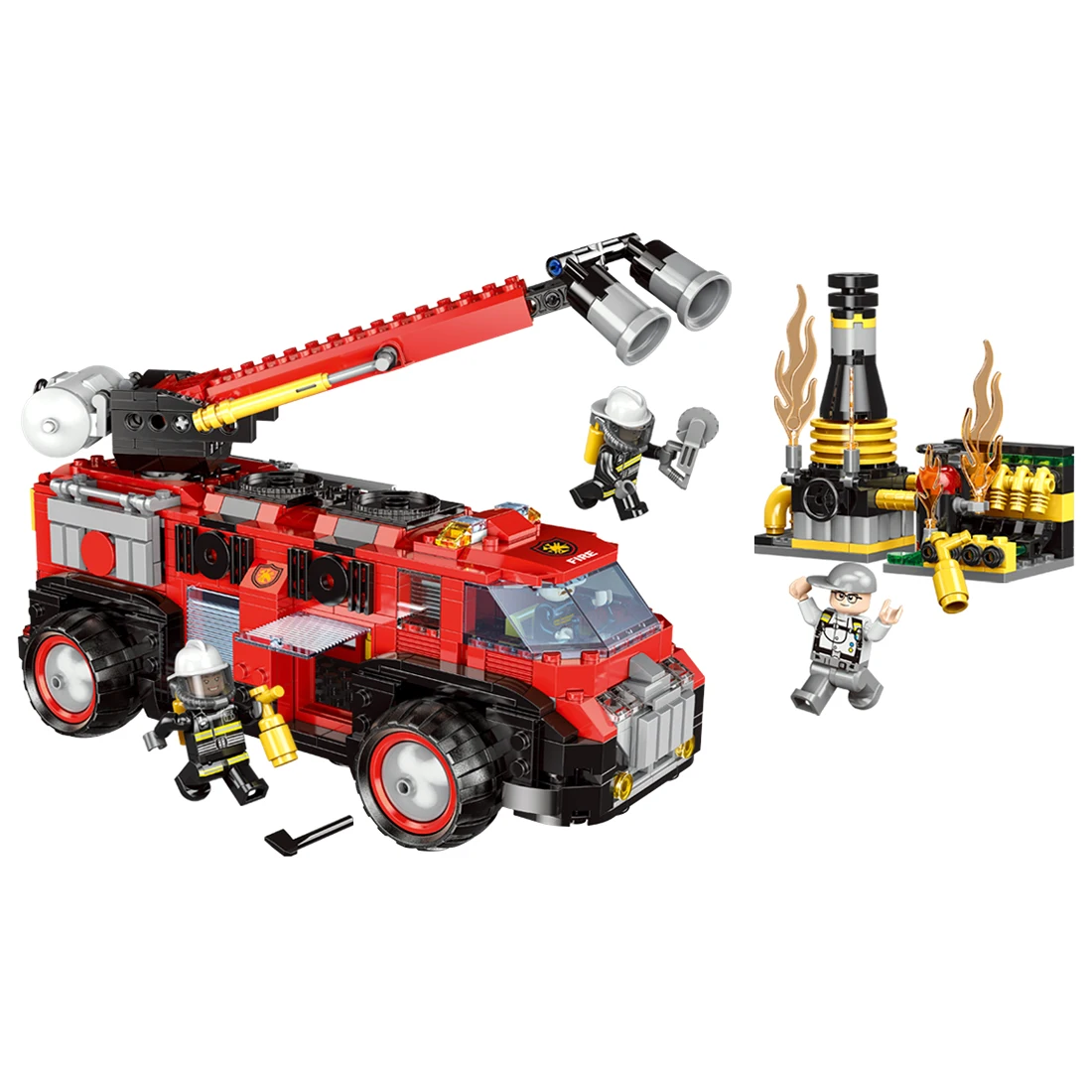 

978Pcs DIY Small Particle Fire Series Building Block Model Toy Set Industrial Fire Rescue Truck Toy 2019 New Arrival