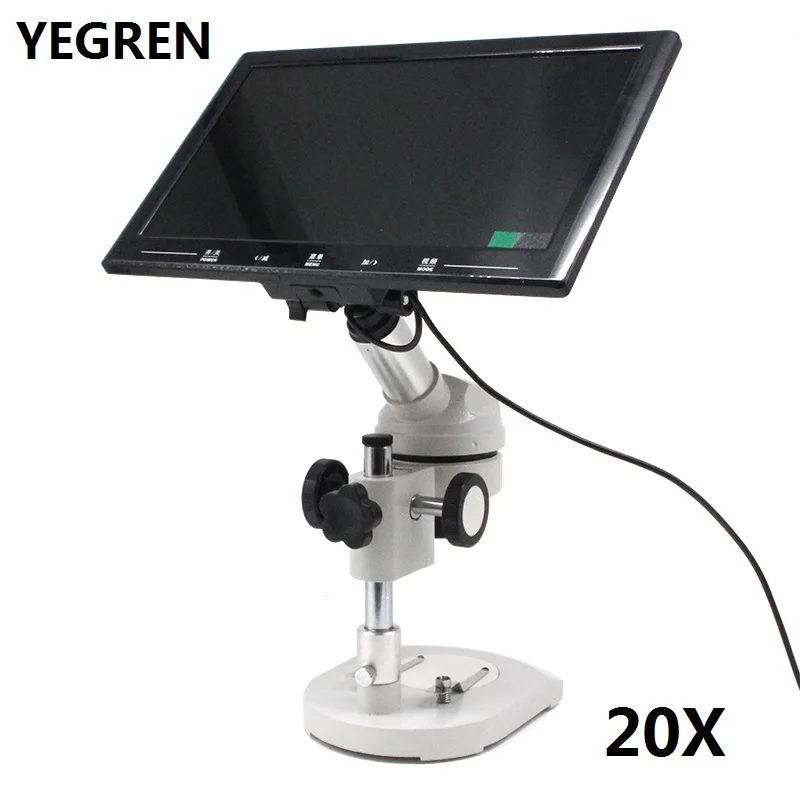20X Video Microscope with 20X UP-right Image Digital Monocular Dissecting Microscope 360 Degree Rotatable Head Screen Displayer
