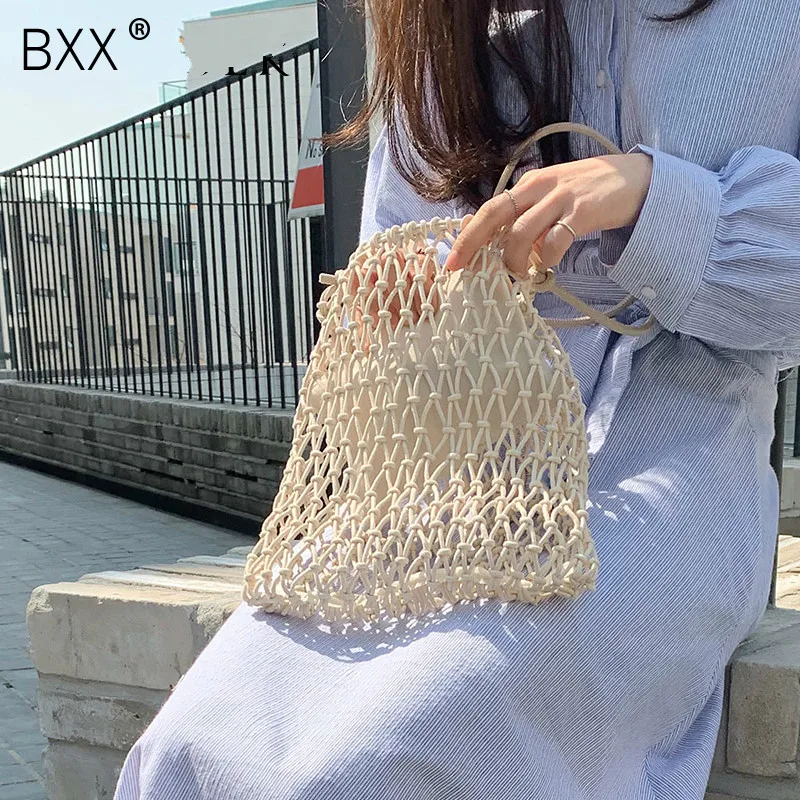 

[BXX] Women's Single Shoulder Crossbody Bag All-match Flap 2020 Summer Handmade Straw Weaving Package Beach Hollow Out Bag HE792