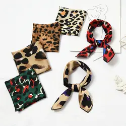 Новый 50x50 см Для женщин многофункциональный шарф из искусственного шелка Сексуальная леопардовая расцветка Атлас Малый квадратные
