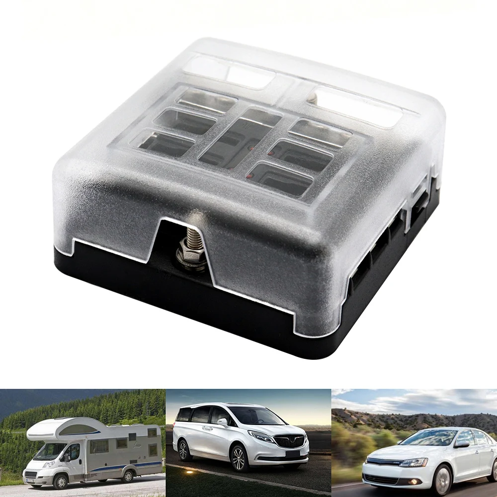 Universal 6 Way LED Blade Fuse Box with Negative Bus Bar ... universal fuse box automotive 