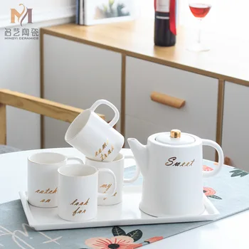 

Name Art Ceramics Teapot Suit Concise Gift Ceramics Tea Set Originality Coffee Cup Suit