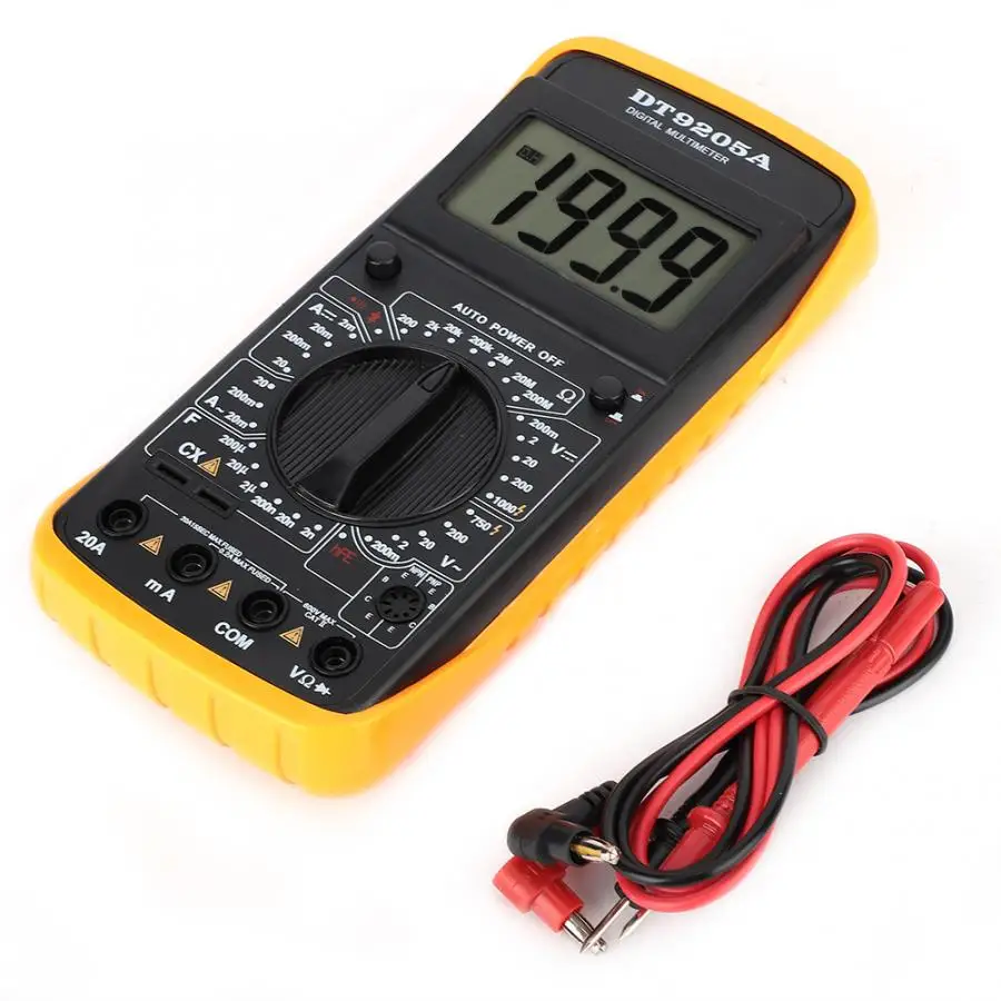 

Digital DT-9205A Multimeter LCD AC/DC Ammeter Resistance Capacitance Tester Handheld Digital Volt Amp Ohm HzHandheld hFE Tester