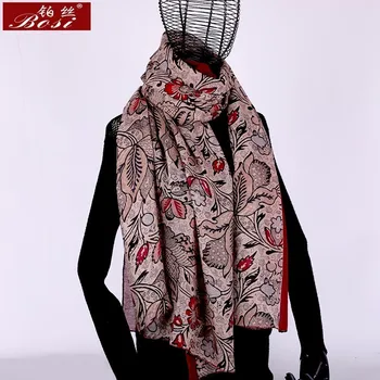 

Cotton winter scarf Plant print women fashion Pink shawls poncho sjaal oversize luxury brand long scarfs hijab floral stoles