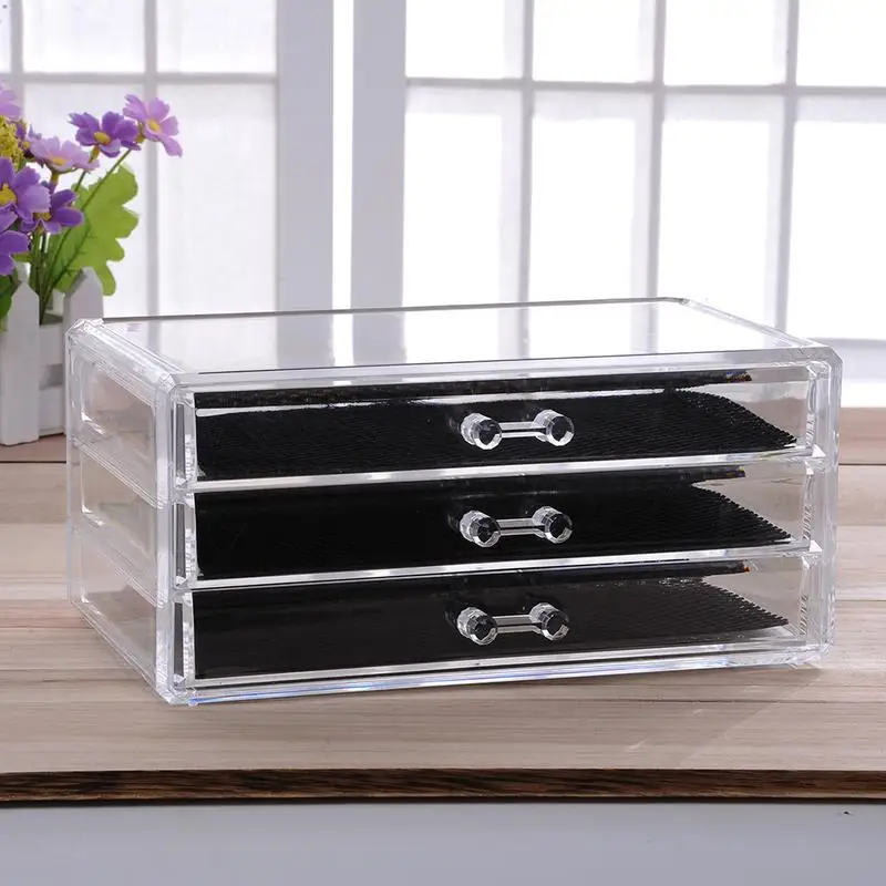 

Acrylic Three Layer Drawer Type Storage Box Study Closet Desktop Transparent Finishing Makeup Keys Washing Supplies Organizer