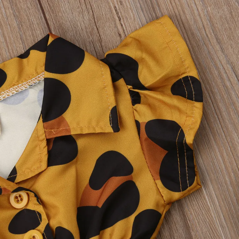 Cute Infant Baby Girl Ruffle Leopard Heart Print Romper Jumpsuit Outfits Sunsuit for Newborn Infant Children Clothes Kid Clothes
