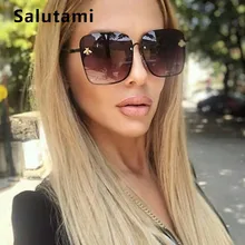 Бренд Little Bee, женские солнцезащитные очки, новинка, модные роскошные дизайнерские квадратные мужские солнцезащитные очки, Винтажные Солнцезащитные очки больших размеров из сплава