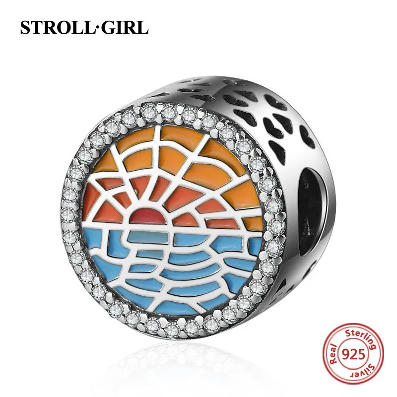 

New arrival 925 Sterling silver charms beads Sunrise by the sea Fit original European bracelet fashion Jewelry Making Women gift