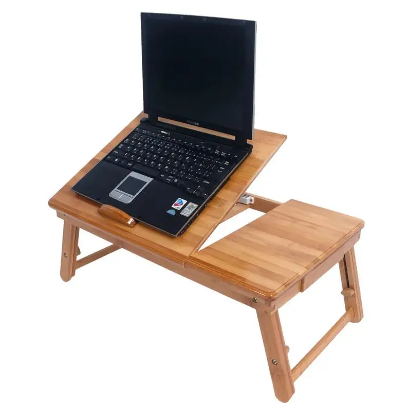 

New 53cm Wood Color Adjustable Computer Desk Stylish Simplicity Durable Bamboo Daily Work Learning Accessories