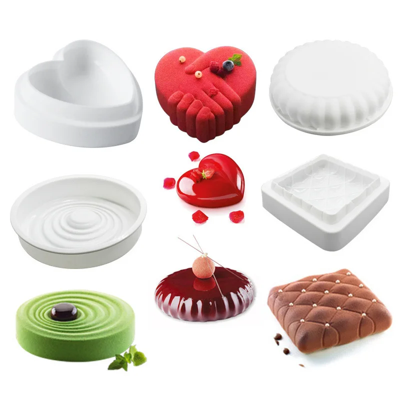 

2019 New Fondant Silicone Molds Baking Tools For Heart Round Cakes Chocolate Mousse Make Cake Decorating Candy Jelly Moulds