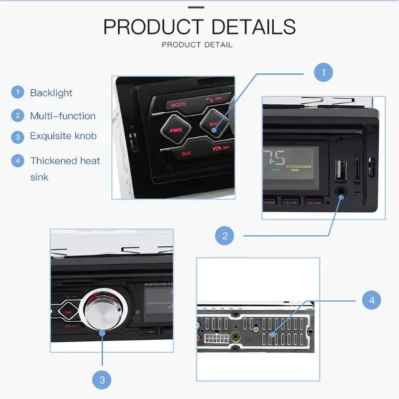 1788 12V универсальный автомобильный стерео MP3 музыкальный плеер FM Радио BT AUX TF карта
